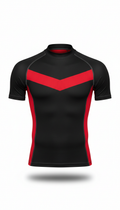 Compression shirt with vivid red accents